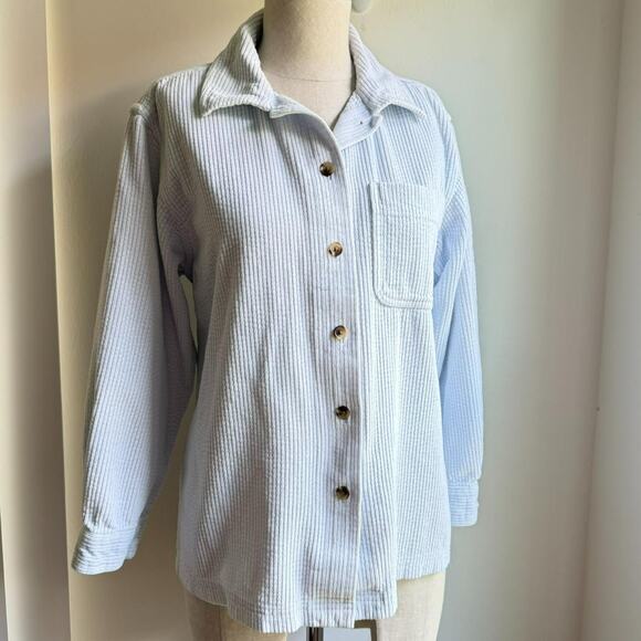 L.L.Bean Wide Wale Corduroy Shirt Shacket Light Blue XS - Picture 1 of 6
